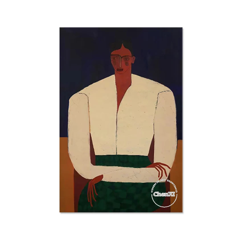 Figure Textured Design Art Wall Large Size Frameless Canvas Picture Decoration Hand Drawing Abstract Woman Portrait Painting